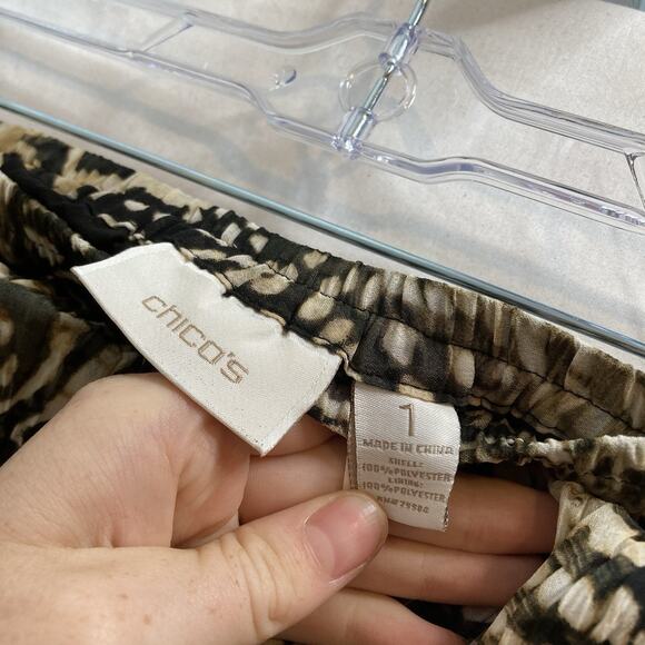 Chico's Women's Animal Print Pleated Maxi Skirt Size 1 Medium Flowy Neutral - Picture 5 of 9